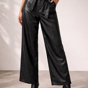Andrew Marc Black Wide-Leg Pants